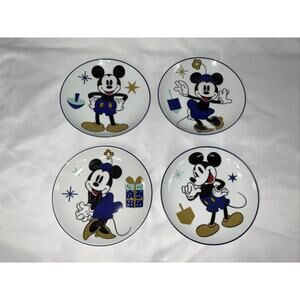 Disney Mickey & Minnie Mouse Hanukkah Celebration Appetizer Side Plates Set of 4